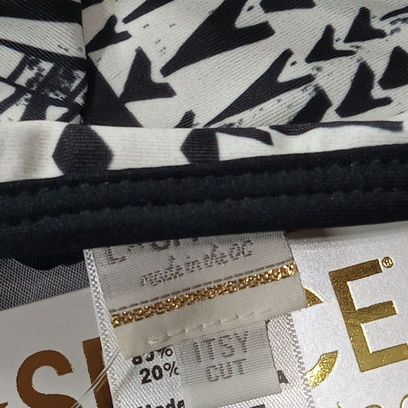 L Space Bikini Bottom Women LARGE Cruisewear Resort New  BLACK WHITE ITSY CUT - Picture 7 of 7